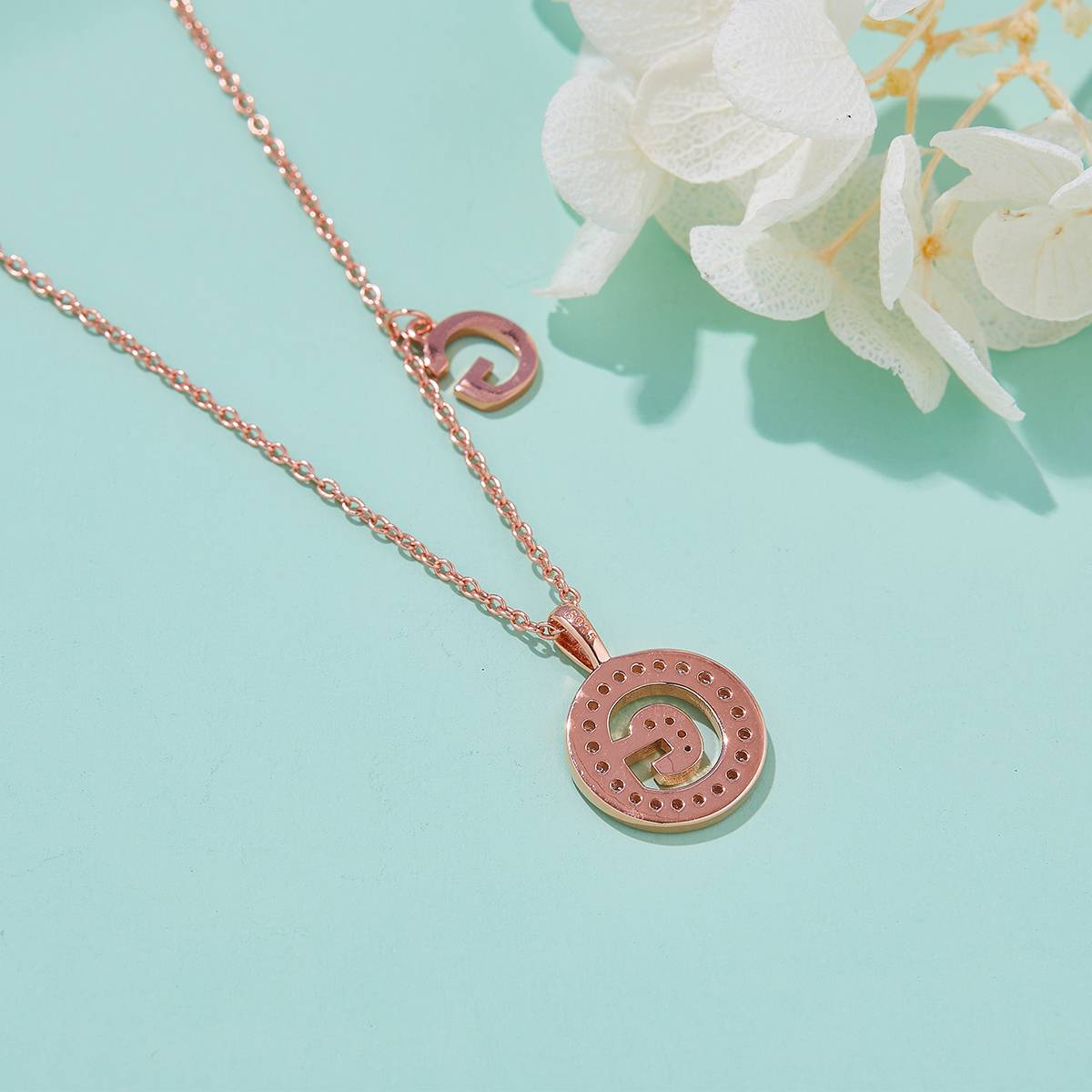 G pendant S925 silver plated rose gold Moissanite light luxury letter necklace